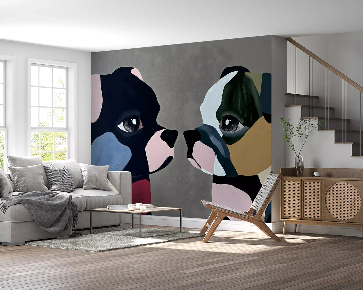 Abstract Dog Companions Wall Mural
