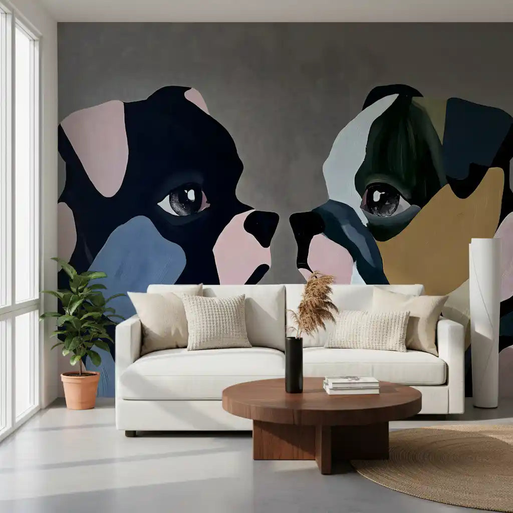 Abstract Dog Companions Wall Mural