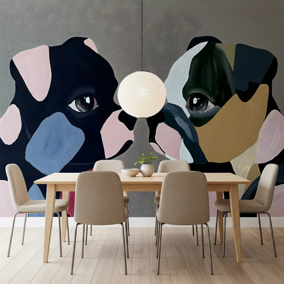 Abstract Dog Companions Wall Mural