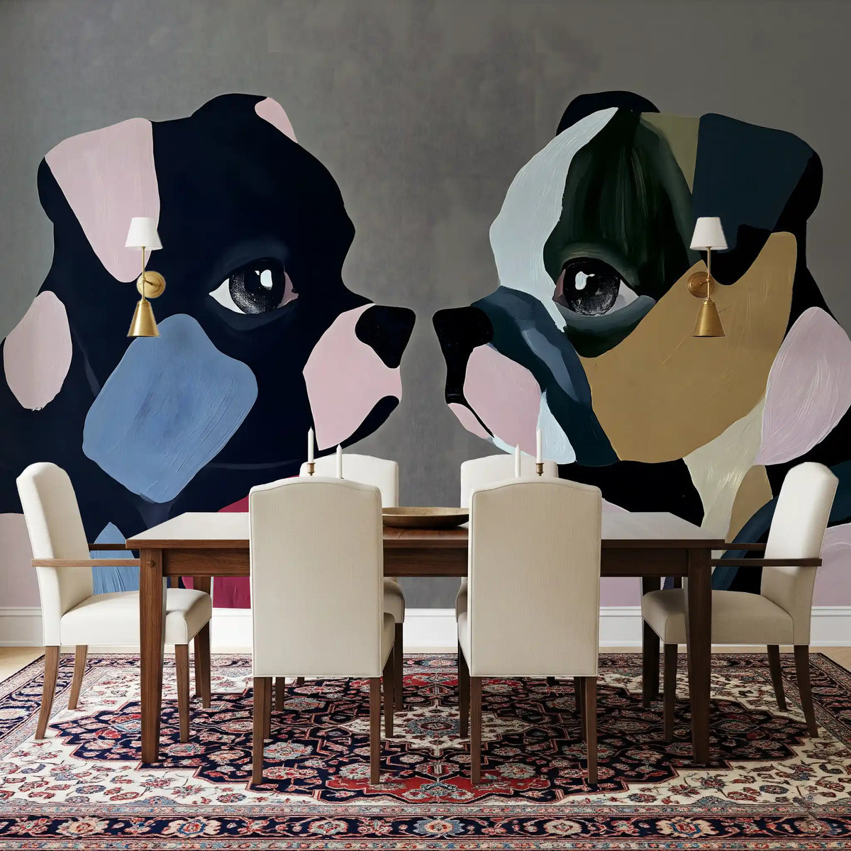 Abstract Dog Companions Wall Mural