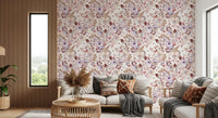 Boho Mauve Botanical Sketch Wallpaper⁠