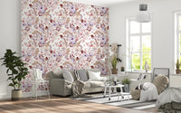 Boho Mauve Botanical Sketch Wallpaper⁠
