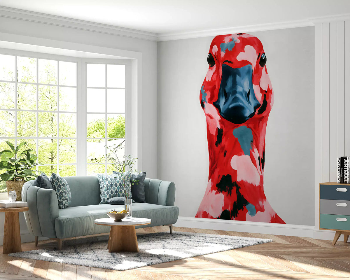 Abstract Painted Goose Portrait Wall Mural