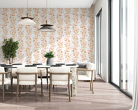 Watercolor Blush and Copper Vine Trailing Floral Wallpaper⁠