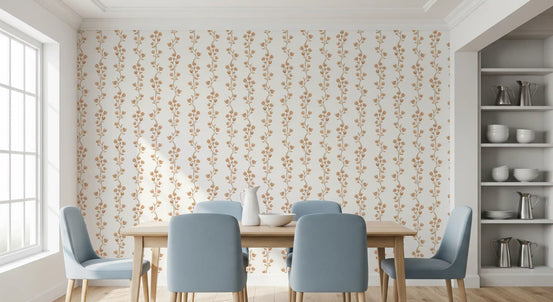Serene Beige Botanical Vines Wallpaper⁠
