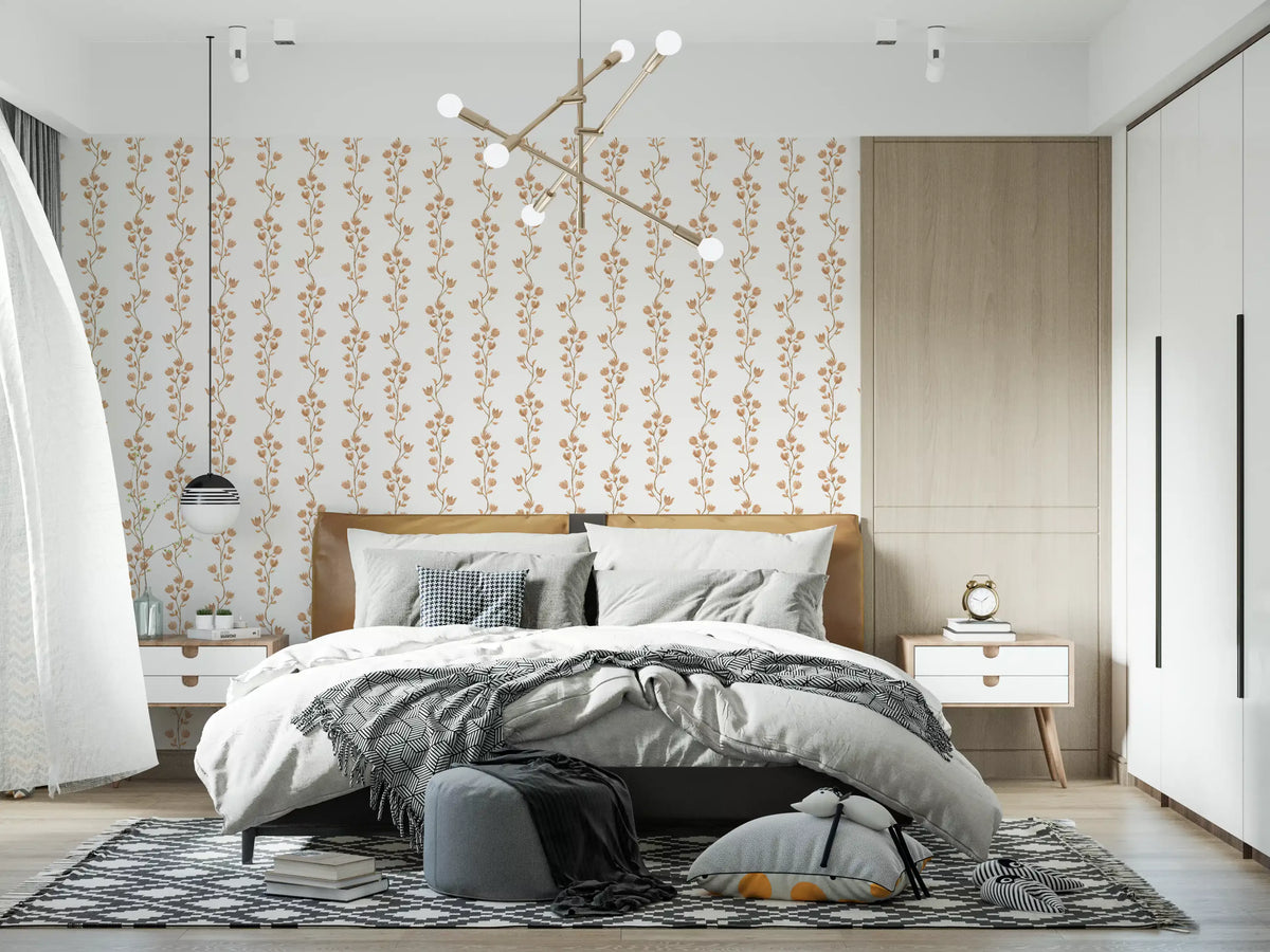 Serene Beige Botanical Vines Wallpaper⁠