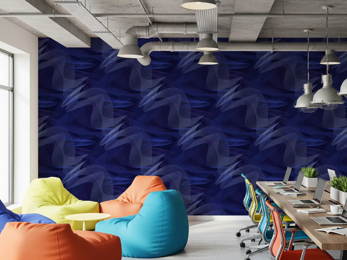 Navy Geometric Rhythmic Arcs Wallpaper⁠