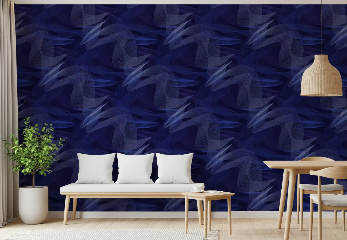 Navy Geometric Rhythmic Arcs Wallpaper⁠