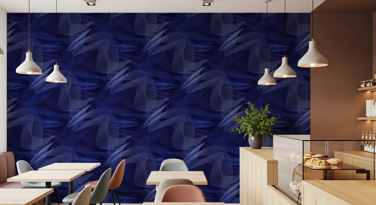 Navy Geometric Rhythmic Arcs Wallpaper⁠