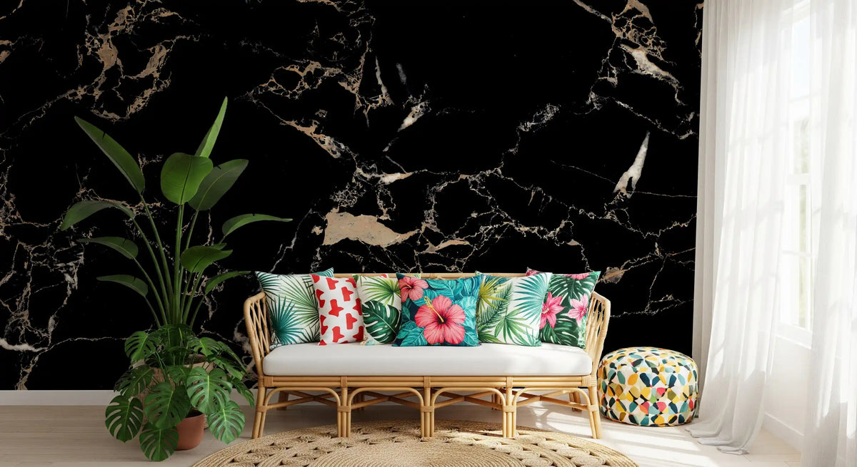 Black Gold Marble Luxury Wallpaper Wall Mural