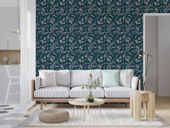 Textured Teal Waves Wallpaper⁠