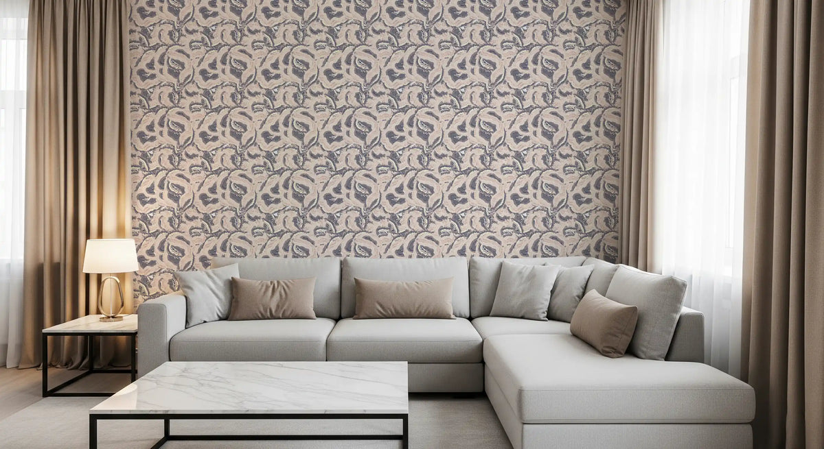 Layered Beige Abstract Waves Wallpaper⁠