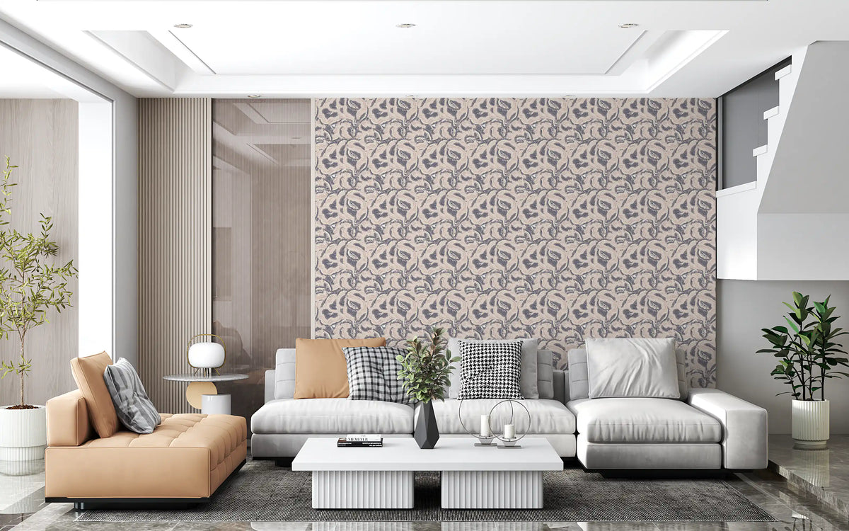 Layered Beige Abstract Waves Wallpaper⁠