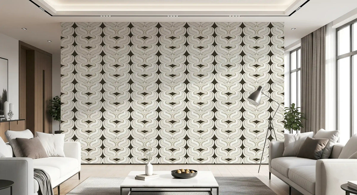 Modern Geometric Ribbon Waves Wallpaper⁠