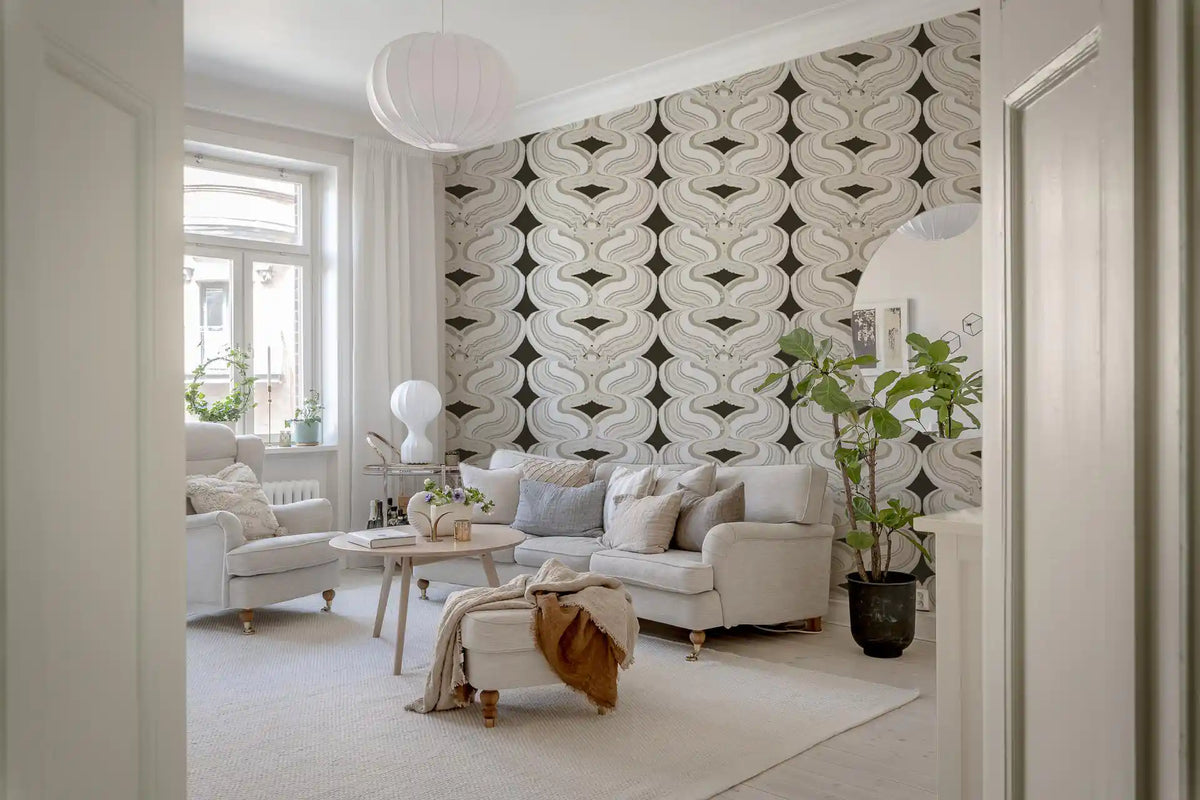 Modern Geometric Ribbon Waves Wallpaper⁠