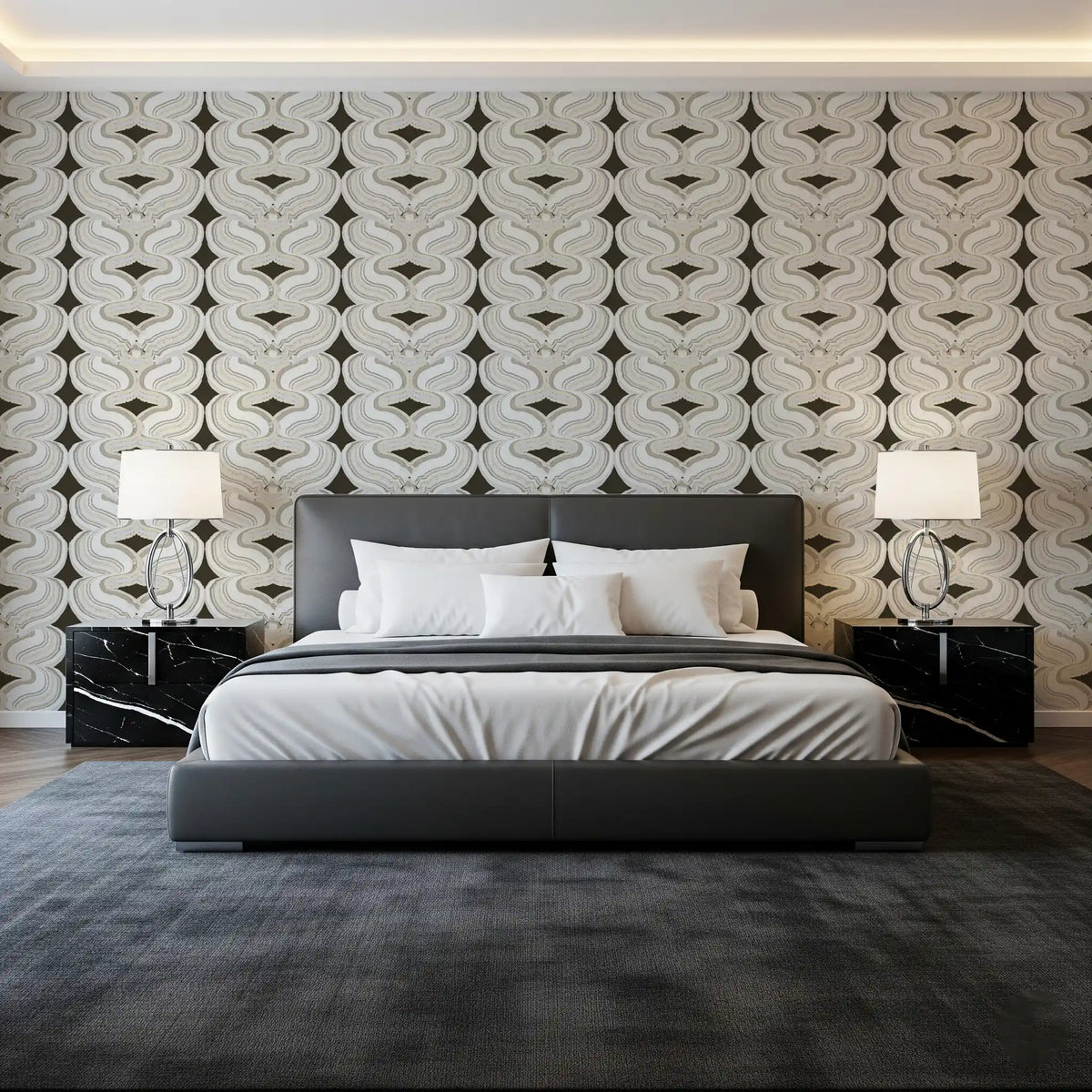 Modern Geometric Ribbon Waves Wallpaper⁠