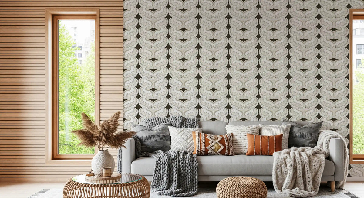 Modern Geometric Ribbon Waves Wallpaper⁠
