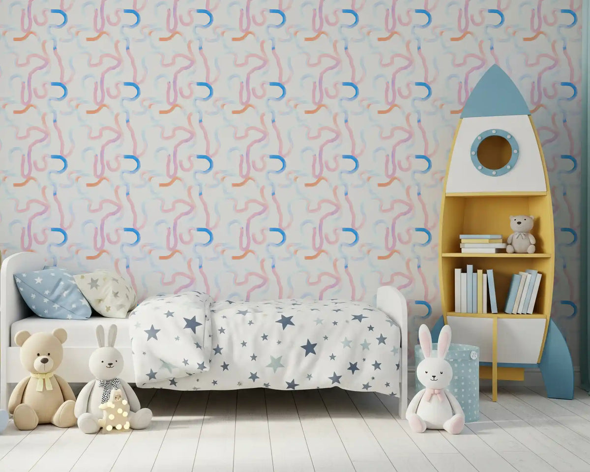 Soft Pastel Ribbon Swirls Wallpaper⁠