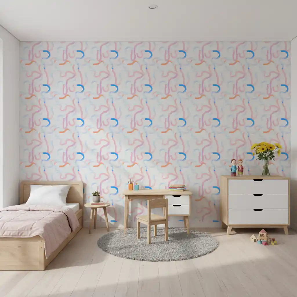 Soft Pastel Ribbon Swirls Wallpaper⁠