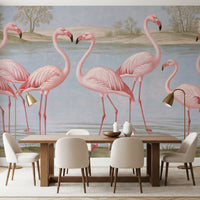 Flamingo Oasis Riverside Scene Wall Mural