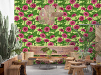 Garden Zinnia Botanical Illustration Wallpaper⁠