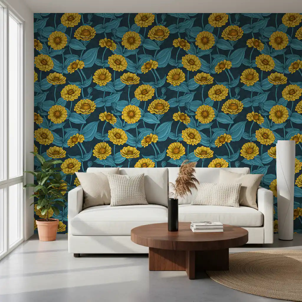 Yellow zinnia garden botanical Wallpaper⁠