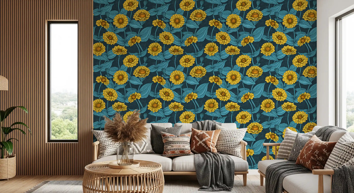 Yellow zinnia garden botanical Wallpaper⁠