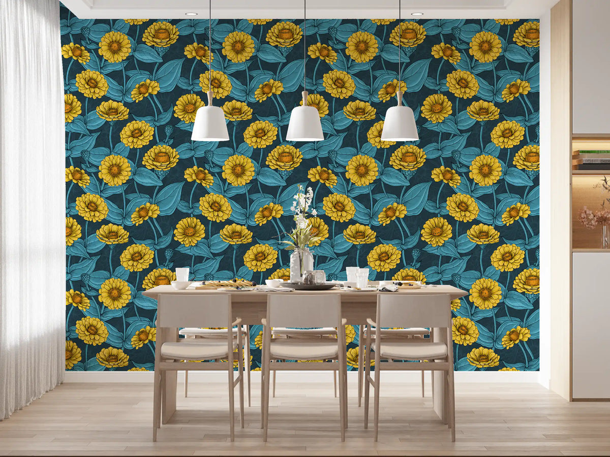 Yellow zinnia garden botanical Wallpaper⁠