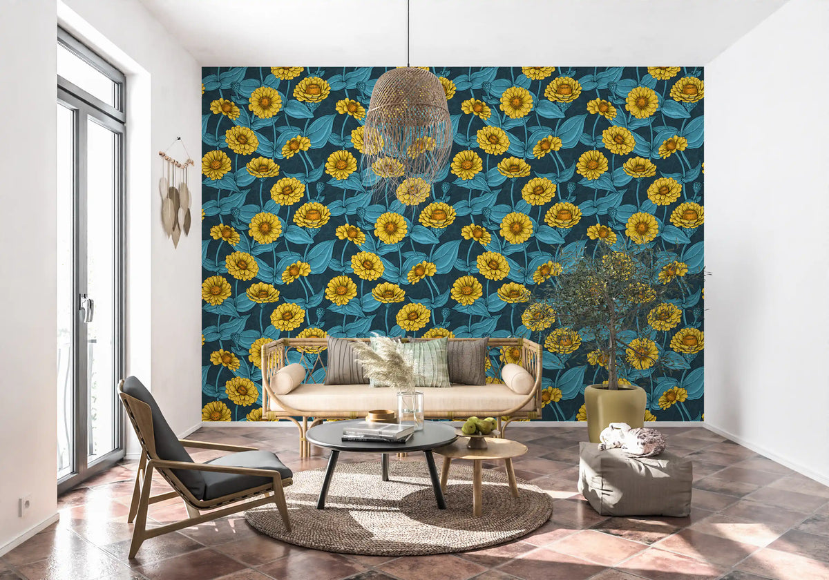 Yellow zinnia garden botanical Wallpaper⁠