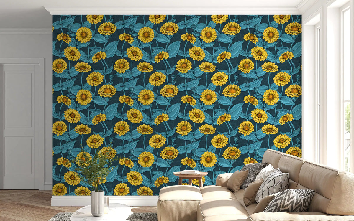 Yellow zinnia garden botanical Wallpaper⁠