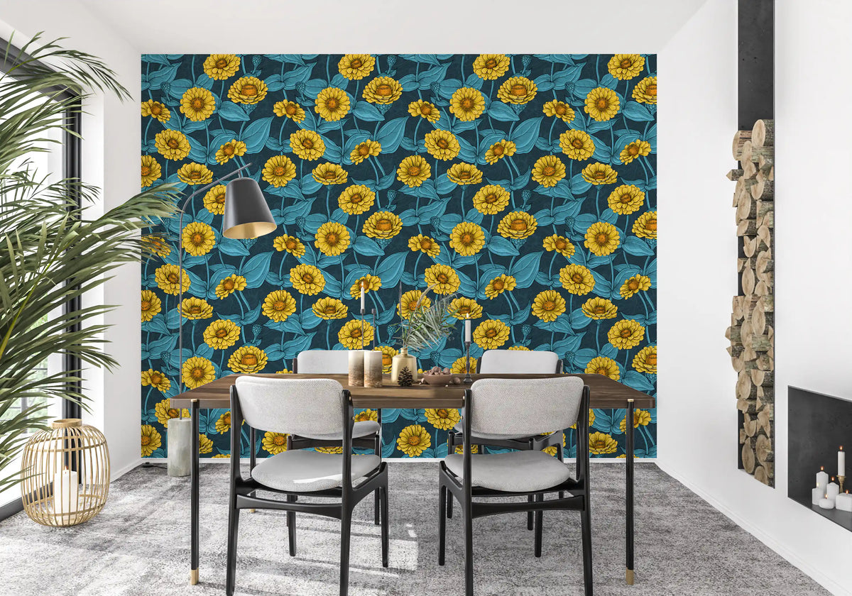 Yellow zinnia garden botanical Wallpaper⁠