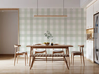 Green Gingham Plaid Linen Look Texture Wallpaper⁠