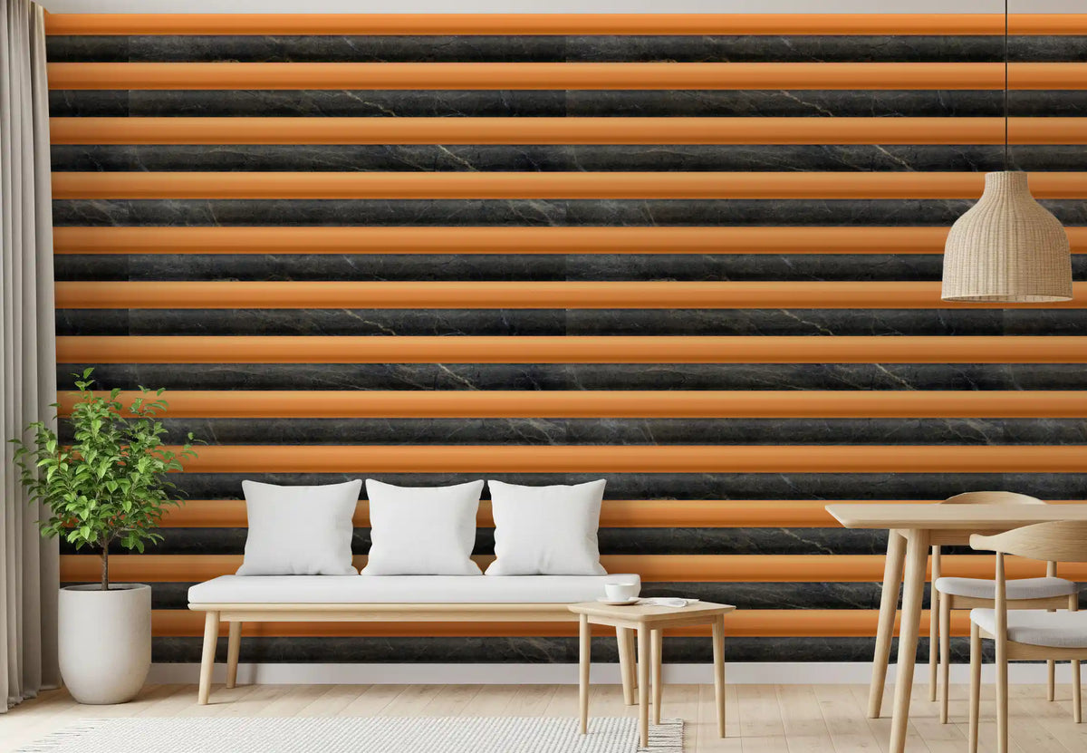 Charcoal Marble Copper Stripe Wallpaper Wallpaper⁠