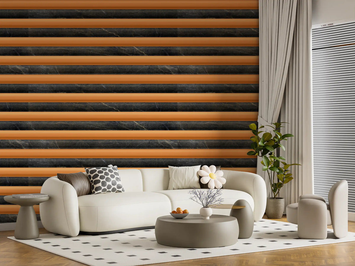 Charcoal Marble Copper Stripe Wallpaper Wallpaper⁠