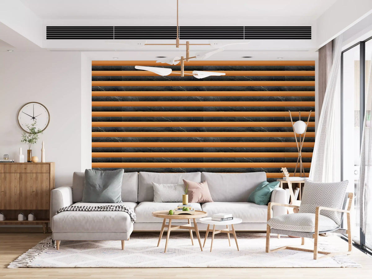 Charcoal Marble Copper Stripe Wallpaper Wallpaper⁠