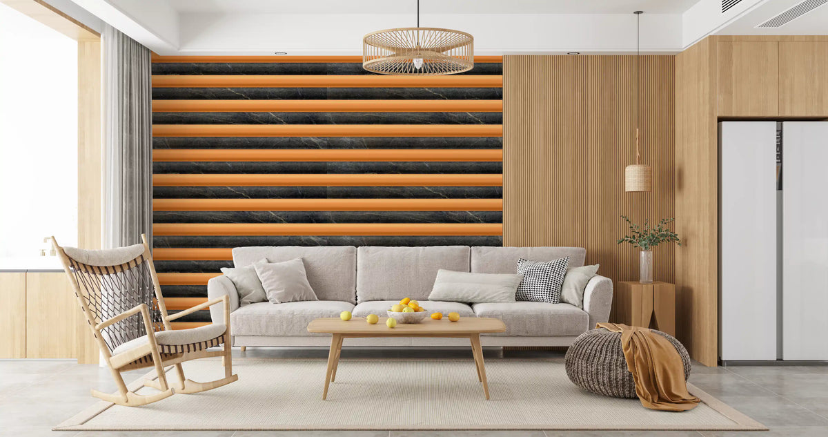 Charcoal Marble Copper Stripe Wallpaper Wallpaper⁠