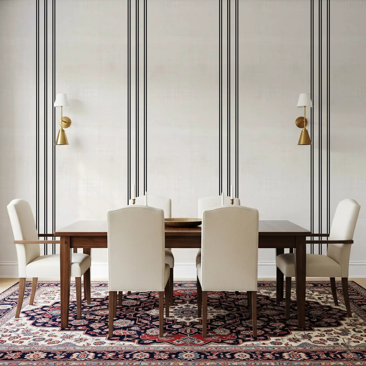Black Stripes Linen Look Texture Wallpaper⁠