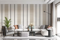 Beige and Black Stripe Linen Look Texture Wallpaper⁠