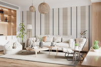 Beige and Black Stripe Linen Look Texture Wallpaper⁠