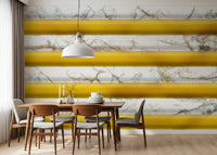 Golden Yellow Stripe Marble Wallpaper Wall Mural