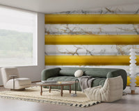 Golden Yellow Stripe Marble Wallpaper Wall Mural