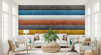 Multicolor Textured Horizontal Stripe Wallpaper Wall Mural