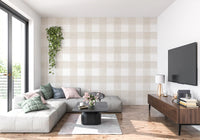Beige Gingham Plaid Linen Look Texture Wallpaper⁠