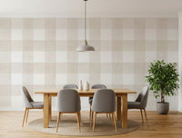 Beige Gingham Plaid Linen Look Texture Wallpaper⁠