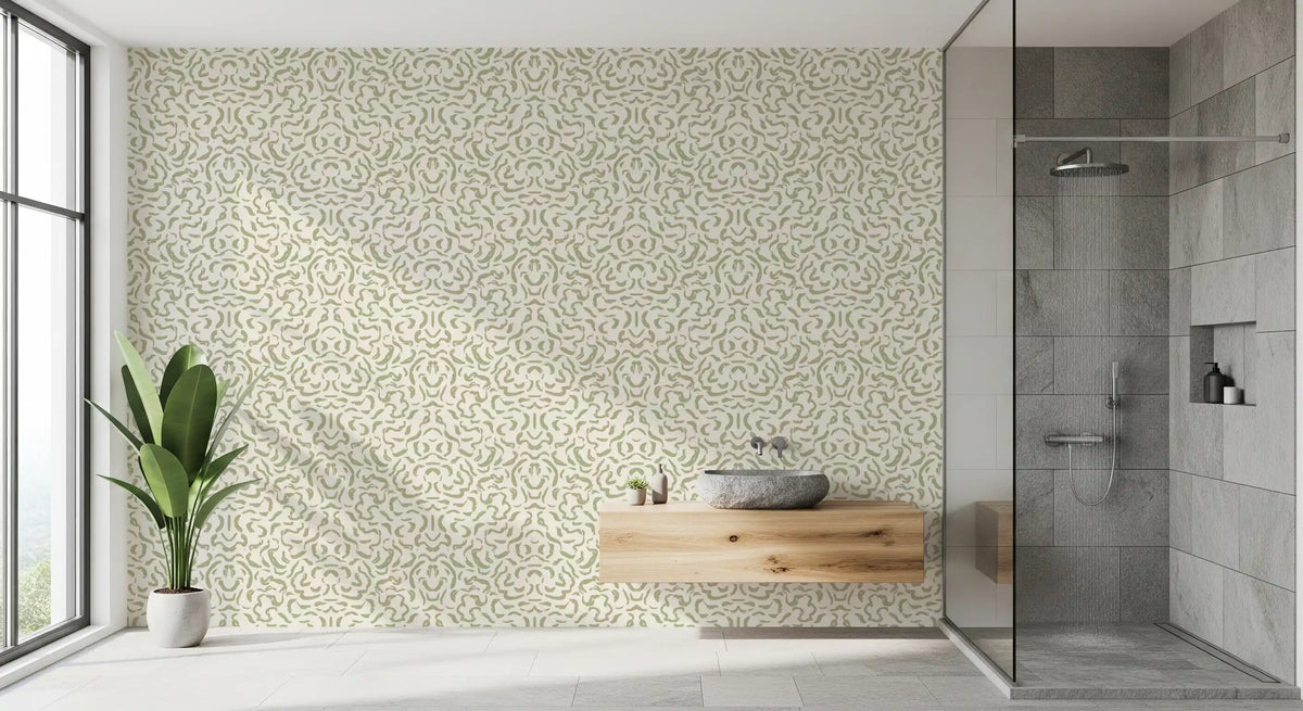 Minimalist Sage Brushstroke Lines Wallpaper⁠