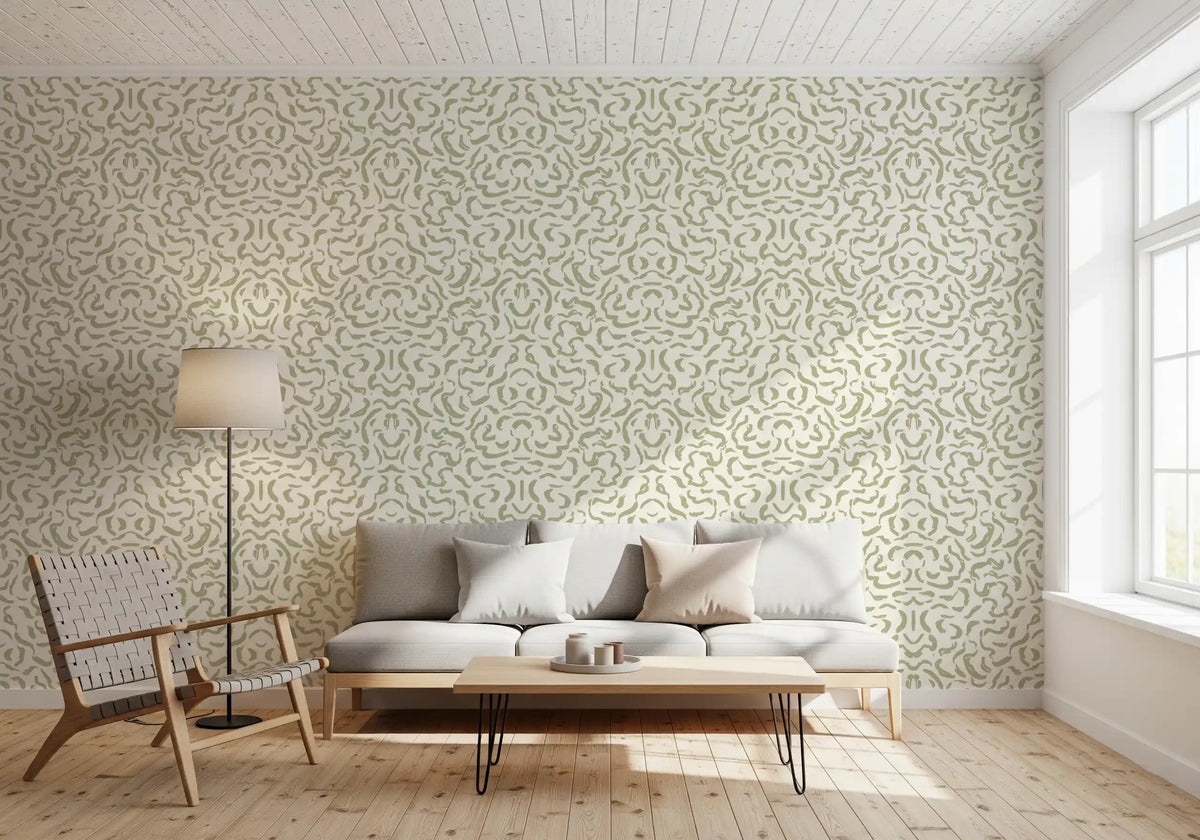 Minimalist Sage Brushstroke Lines Wallpaper⁠