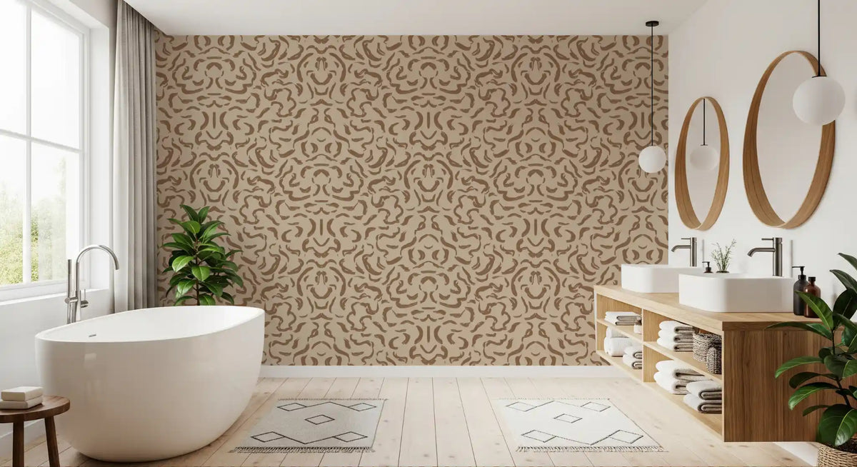 Organic Mocha Brushstroke Pattern Wallpaper⁠