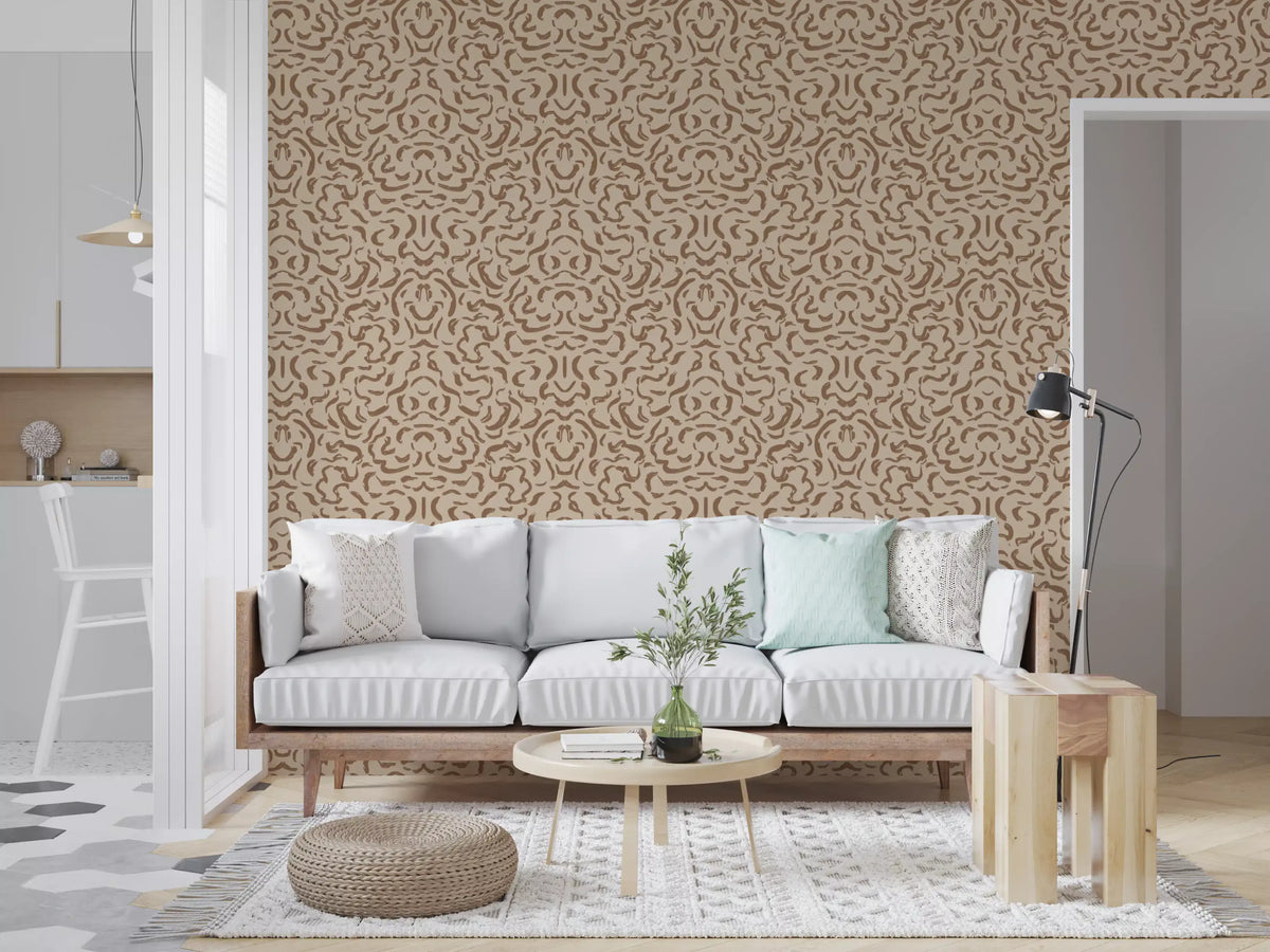 Organic Mocha Brushstroke Pattern Wallpaper⁠