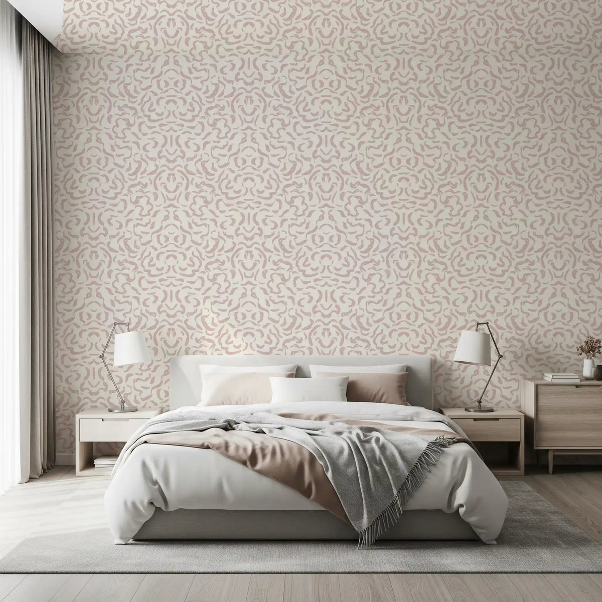 Abstract Blush Rhythmic Flourish Wallpaper⁠
