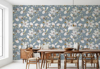 Magnolia Flowers Ocean Blue Wallpaper⁠